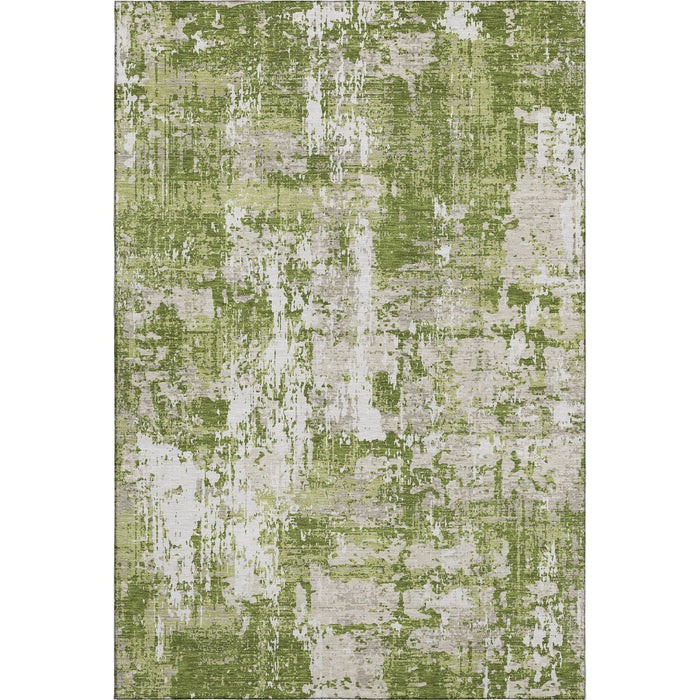 10' X 14' Abstract Washable Area Rug With UV Protection (679120) - Green / Ivory