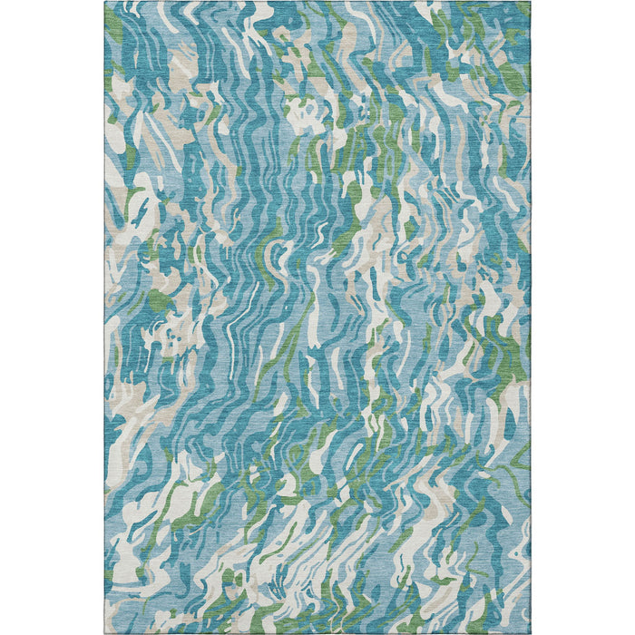 10' X 14' Abstract Washable Area Rug With UV Protection (681473) - Teal / Green / Ivory