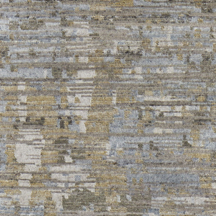 8' Wool Abstract Hand Knotted Runner Rug - Brown And Gray