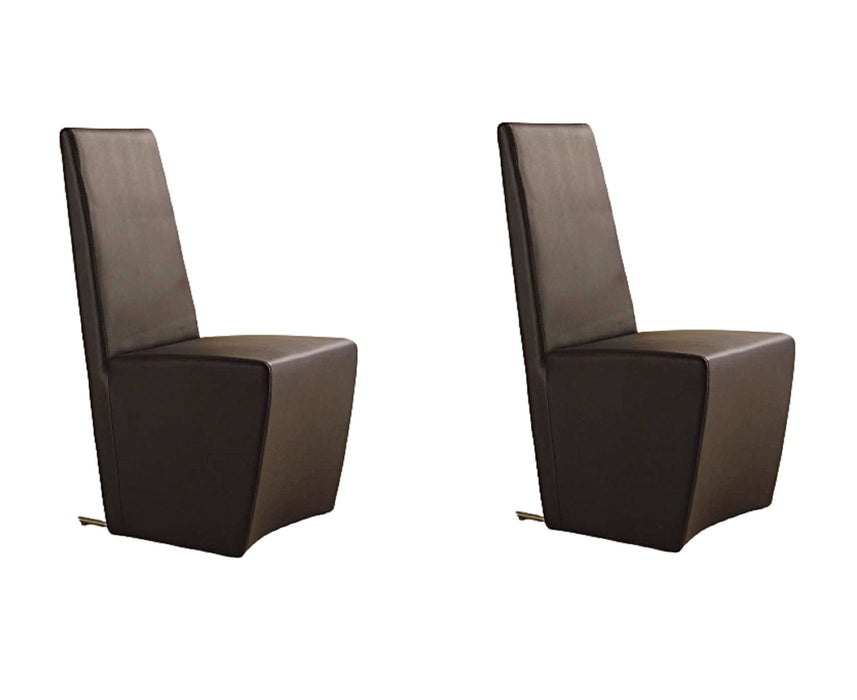 Upholstered Faux Leather Dining Side Chairs (Set of 2) - Dark Brown