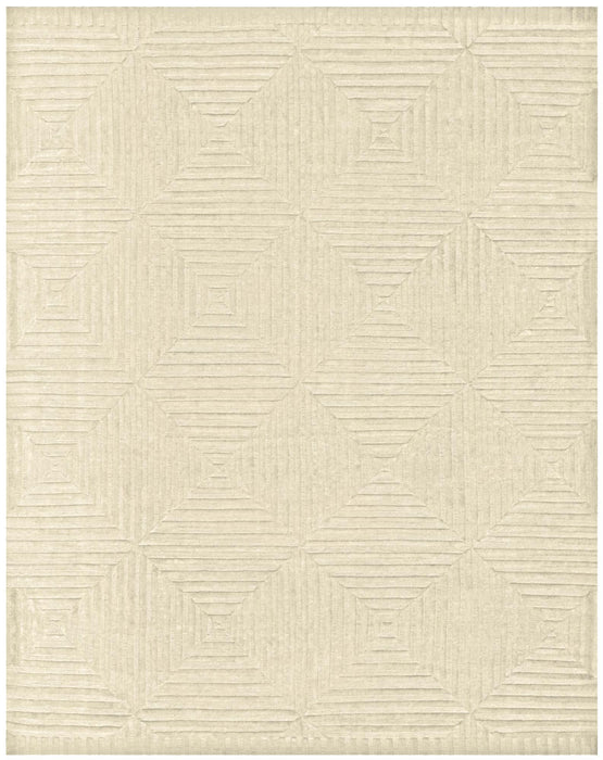 9' X 12' Wool Geometric Hand Knotted Area Rug (744322) - Ivory / Beige