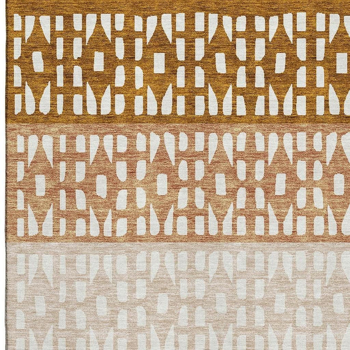 10' X 14' Geometric Washable Area Rug With UV Protection (676356) - Rust / Ivory