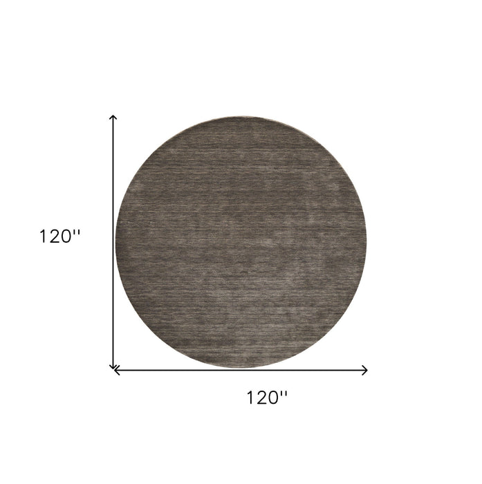 10' Wool Hand Woven Round Rug - Brown
