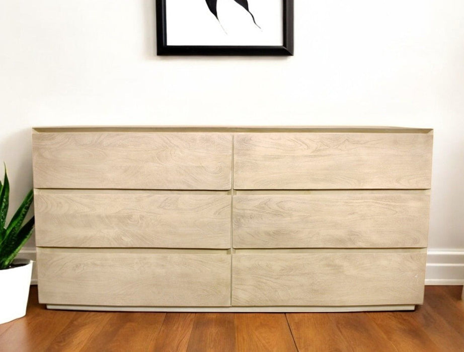 72" Solid Wood Six Drawer Double Dresser - Natural