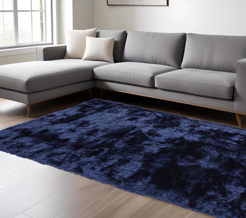 8' x 10' Shag Tufted Handmade Area Rug - Blue And Black