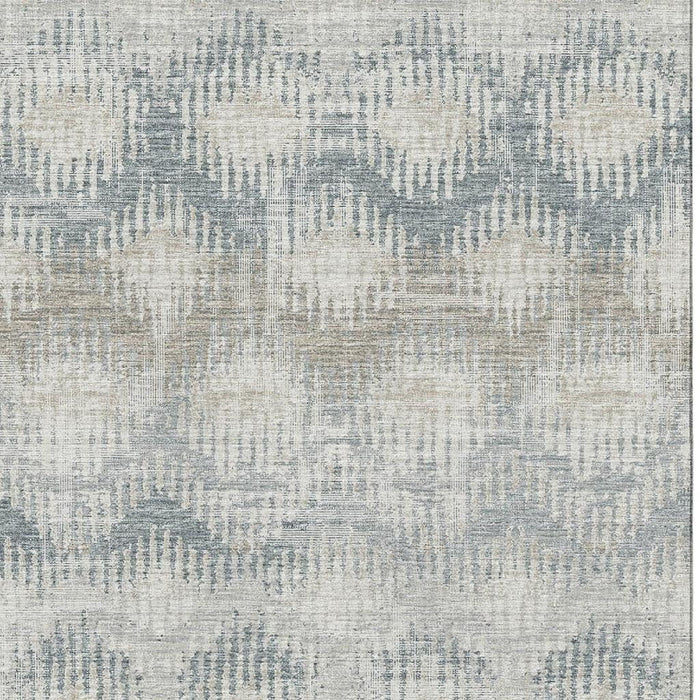 9' X 12' Abstract Washable Area Rug With UV Protection - Linen And Ivory