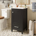 Giga bathroom vanity with ceramic sink, soft-close drawers, door organizer, divider drawer, and adjustable foot pads.