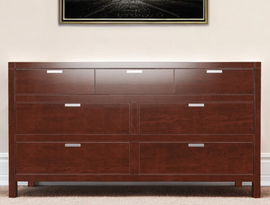 Solid Wood Seven Drawer Double Dresser - Brown