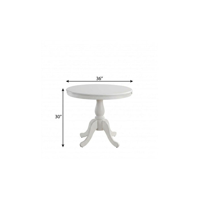 36" Rounded Solid Manufactured Wood And Solid Wood Pedestal Base Dining Table - White