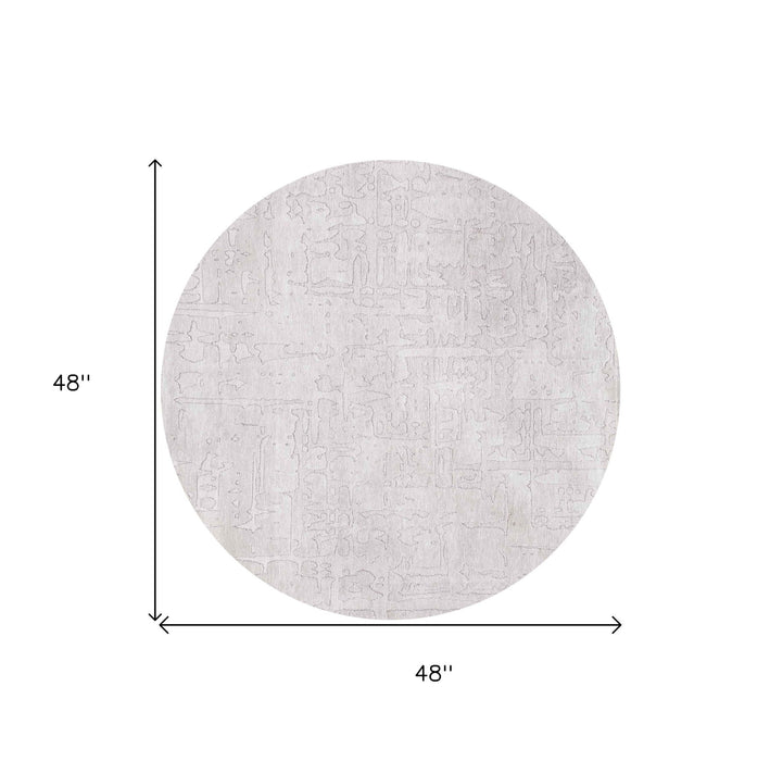 4' x 4' Round Abstract Non Skid Area Rug - White