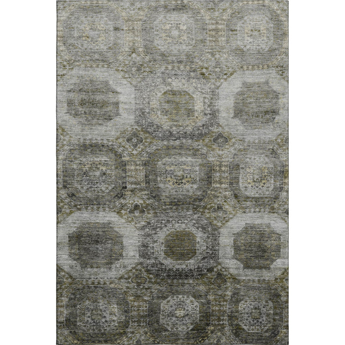 10' X 14' Abstract Geometric Washable Area Rug With UV Protection (708970) - Pewter / Gray / Beige