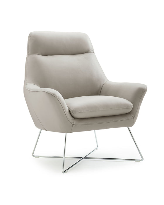 Faux Leather Tufted Arm Chair - Light Gray And Silver