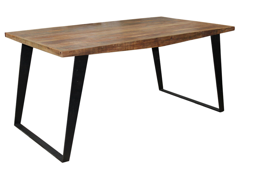 84" Solid Wood And Iron Sled Base Dining Table - Natural