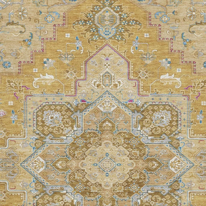 10' X 14' Oriental Washable Area Rug With UV Protection (681311) - Gold / Blue / Gray