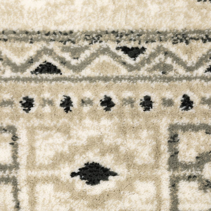 10' x 13' Southwestern Power Loom Stain Resistant Area Rug - Ivory Gray Black And Ivory