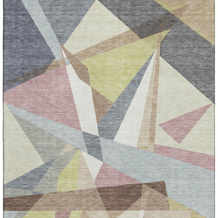 10' X 14' Geometric Washable Area Rug With UV Protection (694749) - Khaki / Gray / Mauve
