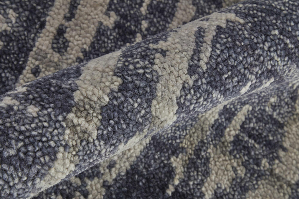 5' X 8' Wool Abstract Hand Knotted Area Rug (744196) - Blue / Gray / Taupe