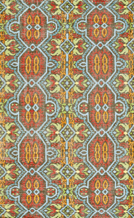 9' X 13' Wool Geometric Hand Knotted Area Rug (744418) - Red / Orange / Green