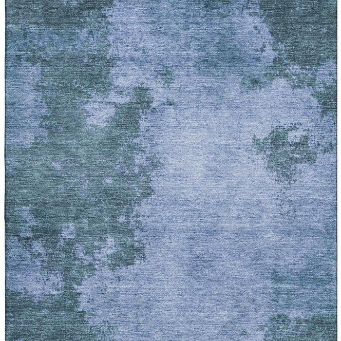 10' X 14' Abstract Washable Area Rug With UV Protection (707881) - Denim Blue / Sky Blue