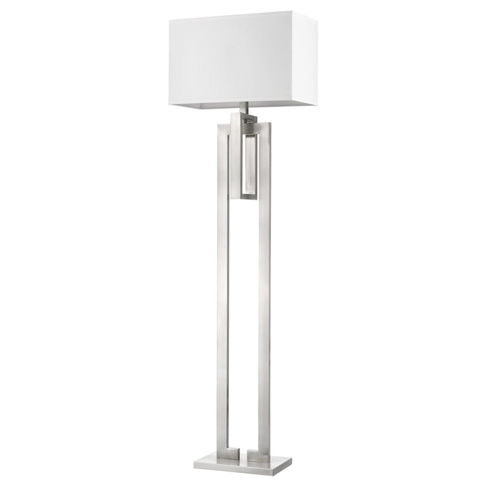64" Traditional Shaped Floor Lamp With White Rectangular Shade - Nickel