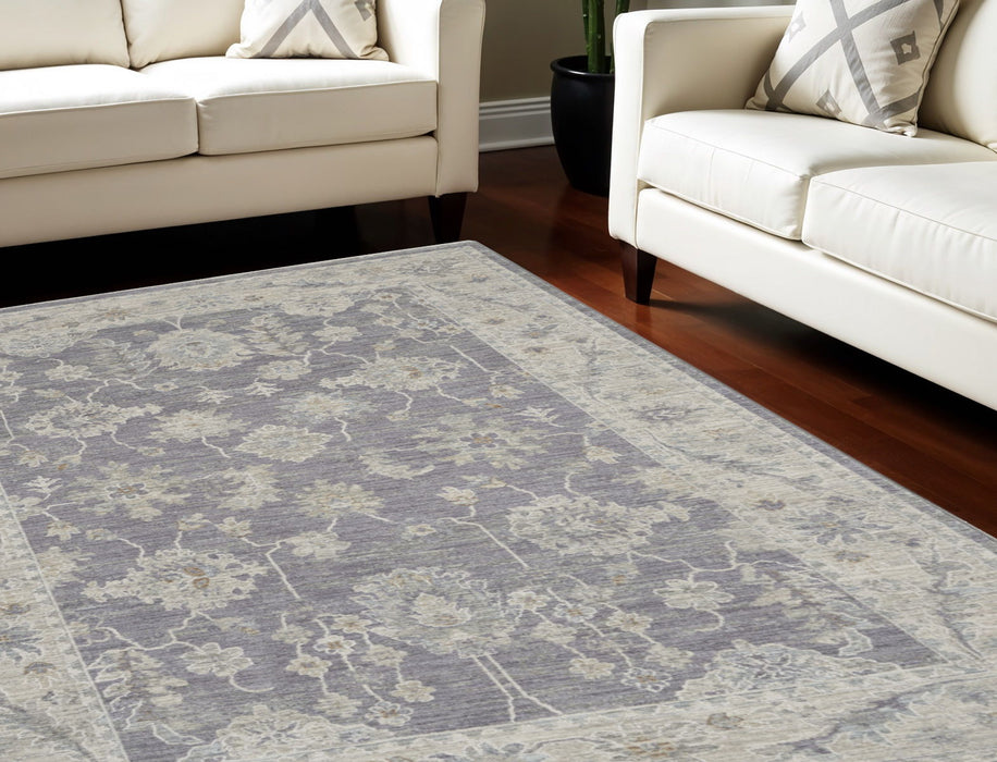 8' X 10' Floral Power Loom Area Rug - Gray / Ivory