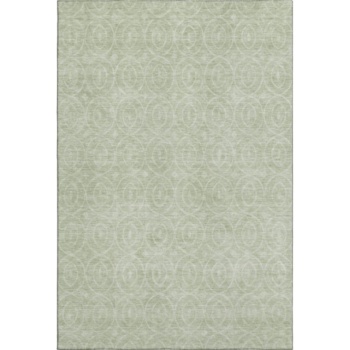 10' X 14' Geometric Washable Area Rug With UV Protection (691884) - Mint Green / Ivory