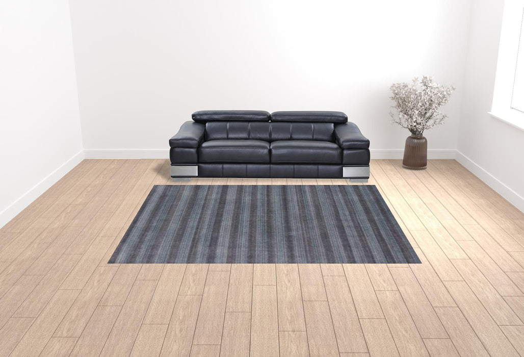 9' x 12' Hand Loomed Area Rug - Blue And Black