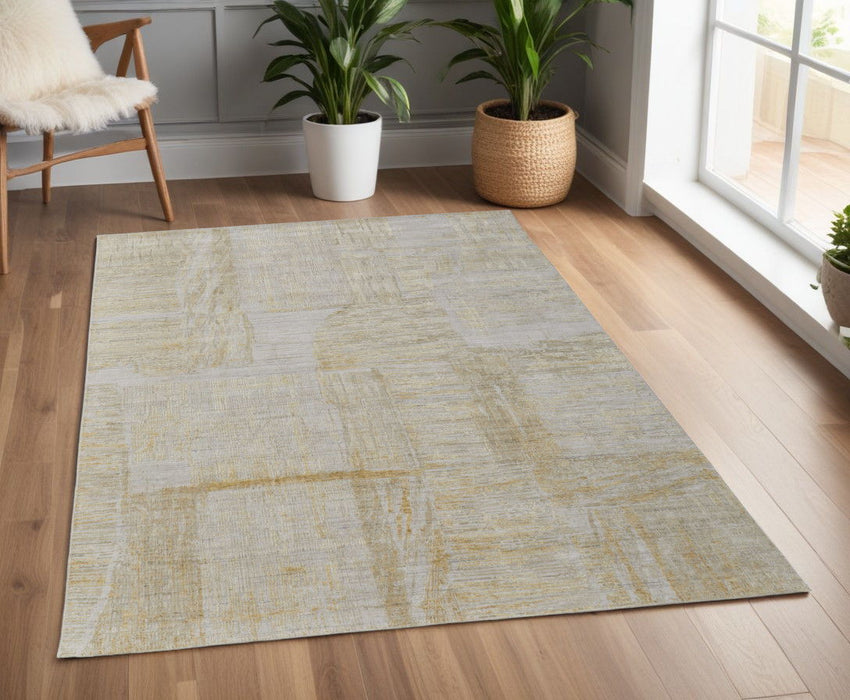 4' x 6' Abstract Hand Woven Area Rug - Yellow And Ivory