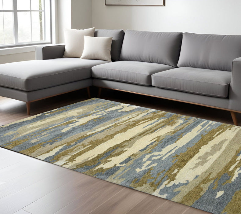 8' X 10' Wool Abstract Hand Tufted Area Rug - Light Blue