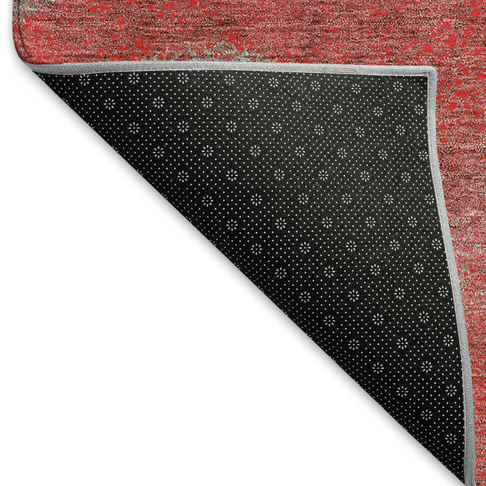10' X 14' Abstract Washable Area Rug With UV Protection (677201) - Red / Gray / Silver