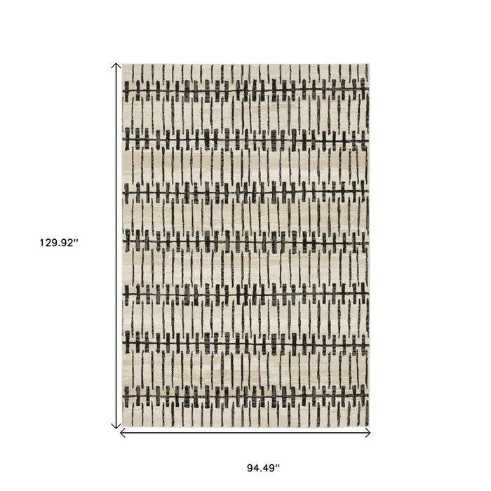 8' X 11' Geometric Area Rug - Beige And Black