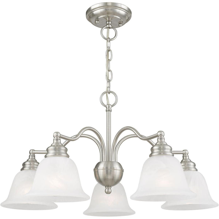 13'' Five Light Dimmable Chandelier With Shades - Nickel