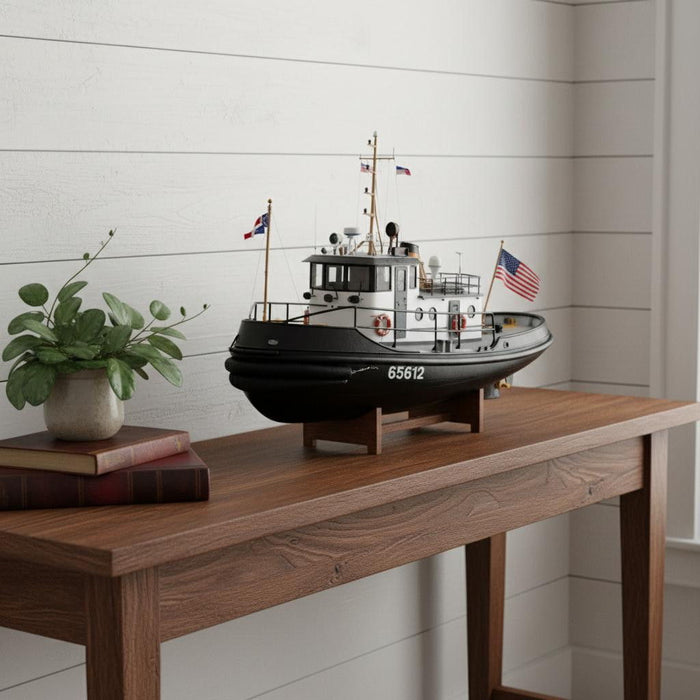 Hand Painted Model Boat (624543) - Black / White