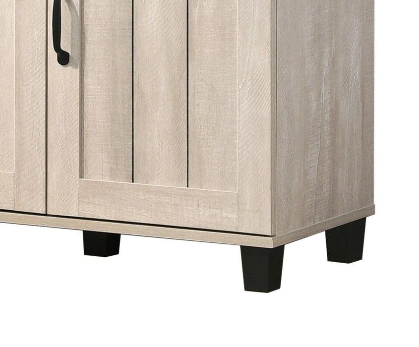 Giga Corby oak finish 3-door shoe cabinet with dusty gray doors, modern storage solution for footwear organization.