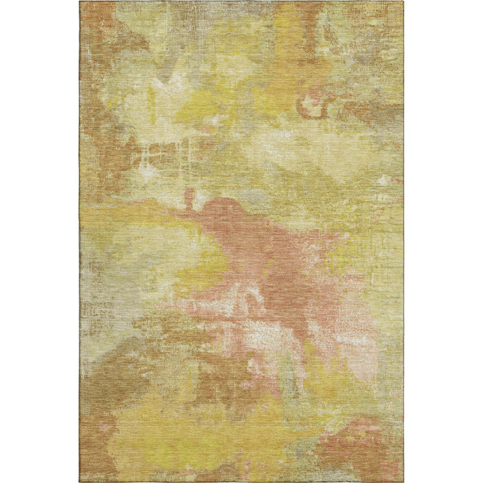 10' X 14' Abstract Washable Area Rug With UV Protection (699670) - Artichoke Green / Gold / Copper
