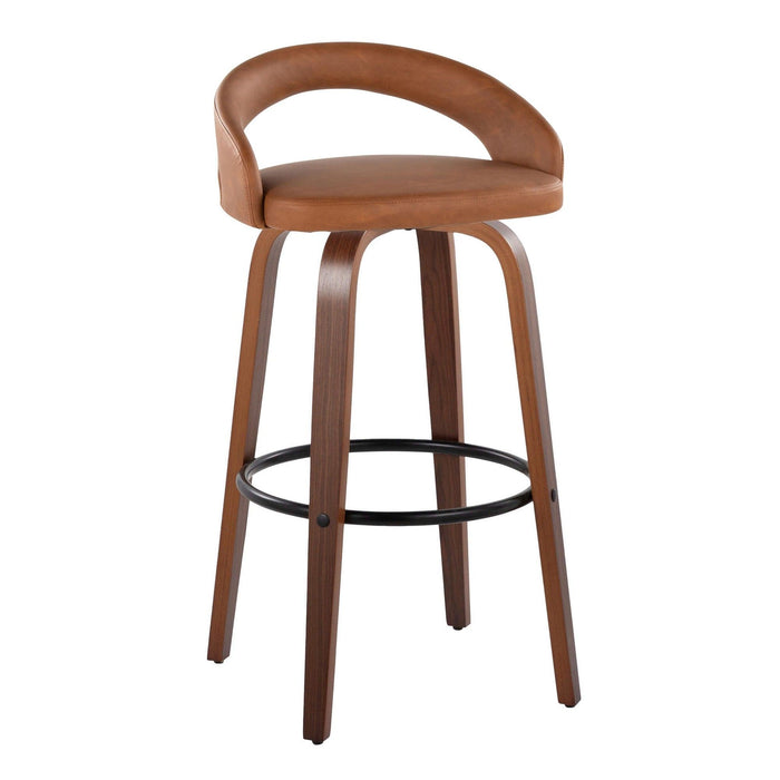 Grotto - Upholstered Fixed-Height Barstool (Set of 2) - Walnut Wood