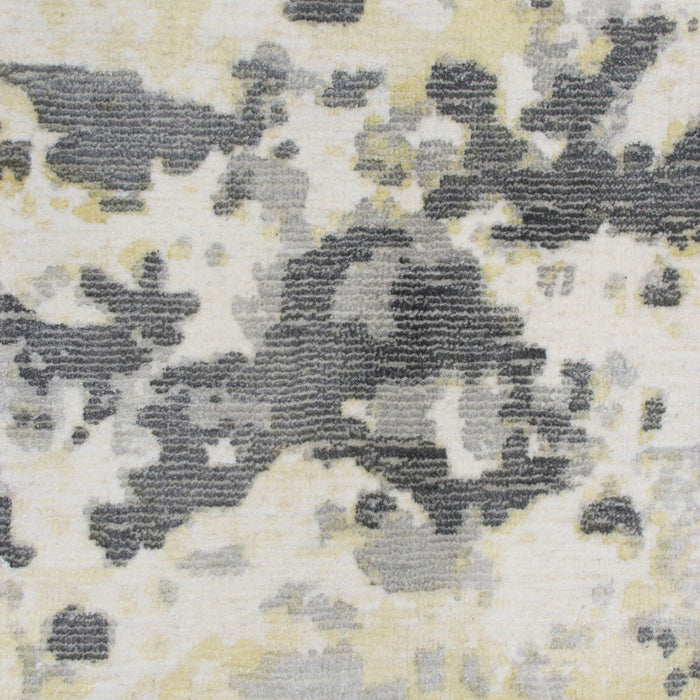 9' x 12' Abstract Hand Loomed Area Rug - Gray And Yellow
