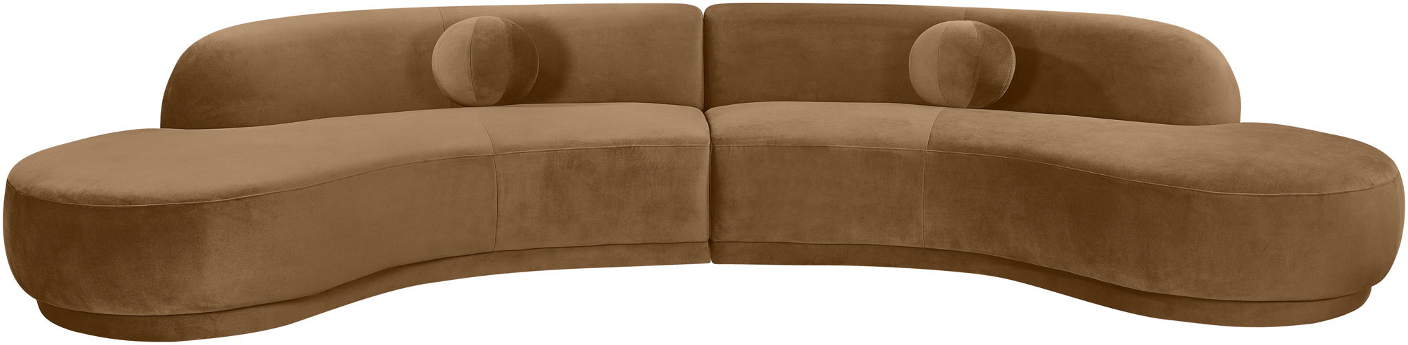 Meridian Furniture Avra velvet performance fabric sectional sofa with plush cushioning and modern design, 146-inch length.