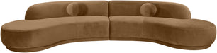 Meridian Furniture Avra velvet performance fabric sectional sofa with plush cushioning and modern design, 146-inch length.