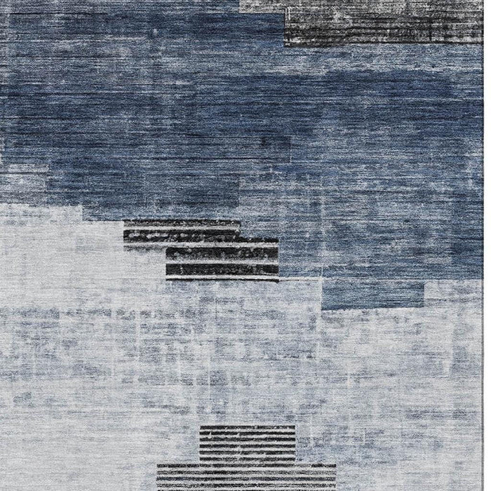 10' X 14' Geometric Washable Area Rug With UV Protection (704927) - Blue / Gray
