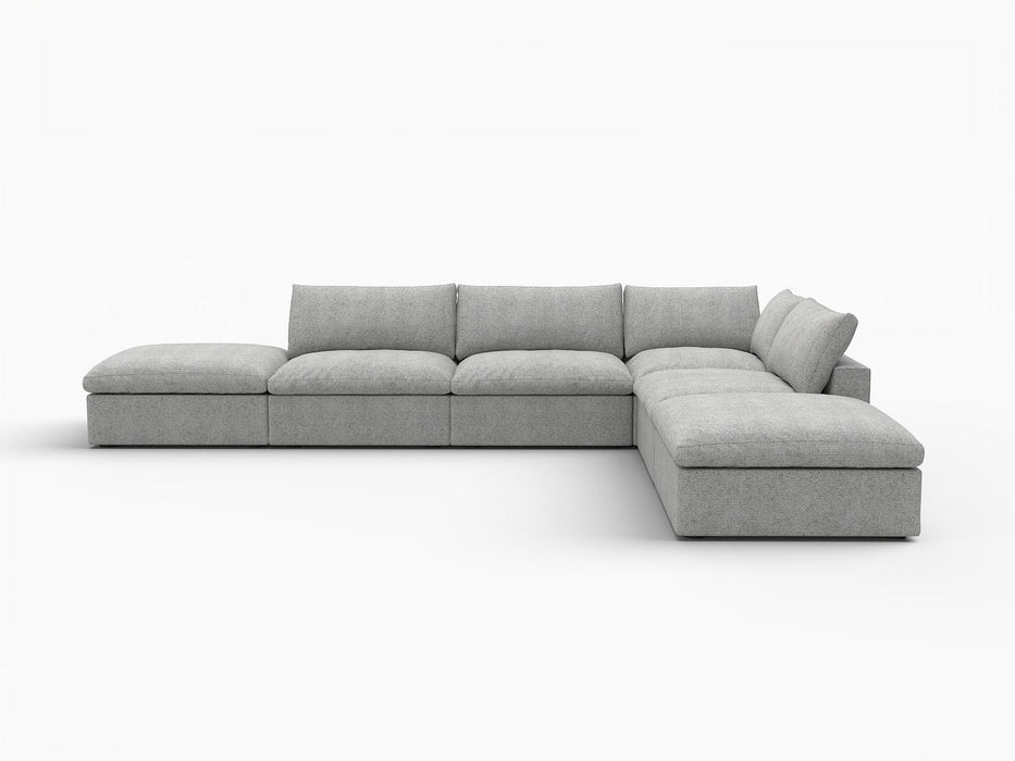 Two Piece Living Room Set Blend Modular Sofa With Ottoman Storage - Light Gray