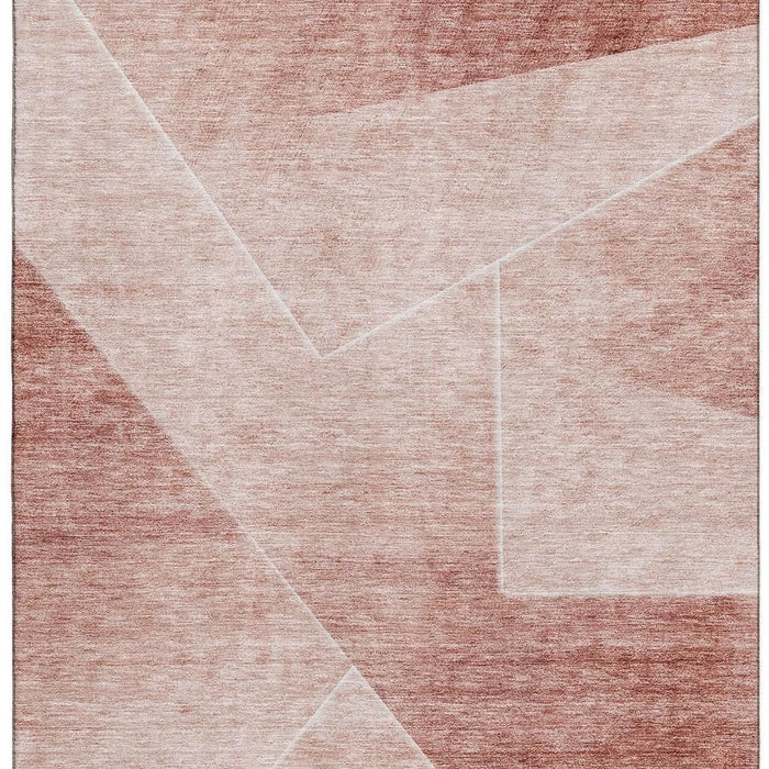 14' X 10' Transitional Geometric Washable Area Rug With UV Protection - Salmon And Ivory