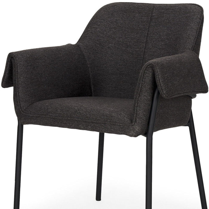 Upholstered Fabric Dining Arm Chair - Black / Gray