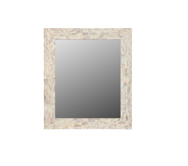 46" Solid Geometric Starburst Framed Accent Mirror - White