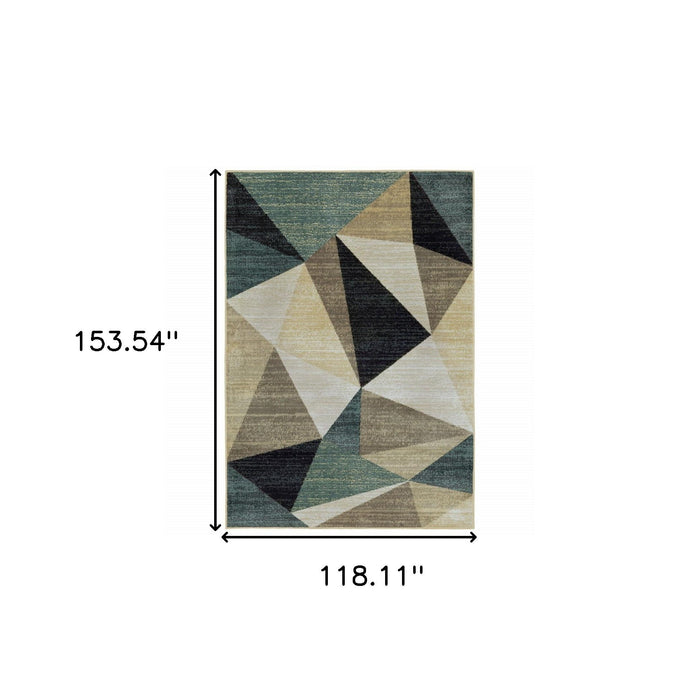 10' x 13' Geometrics Indoor Area Rug - Gray And Teal