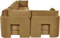 Meridian Furniture Hammond velvet performance fabric L-shaped sectional sofa with six pieces, stationary seating in a modern design.