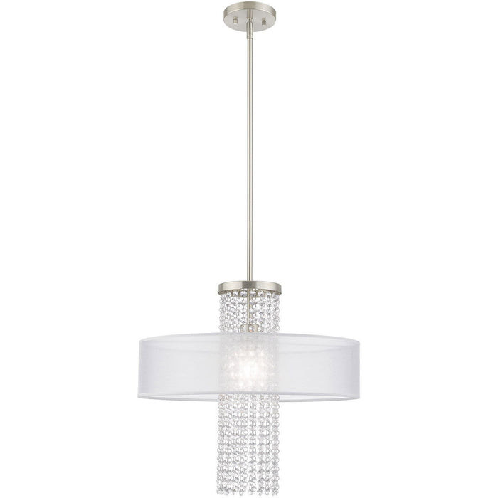 28'' Dimmable Chandelier With Shades - Nickel