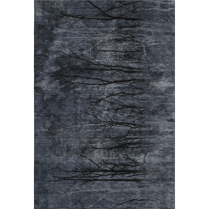 10' X 14' Floral Washable Area Rug With UV Protection (717284) - Charcoal / Gray