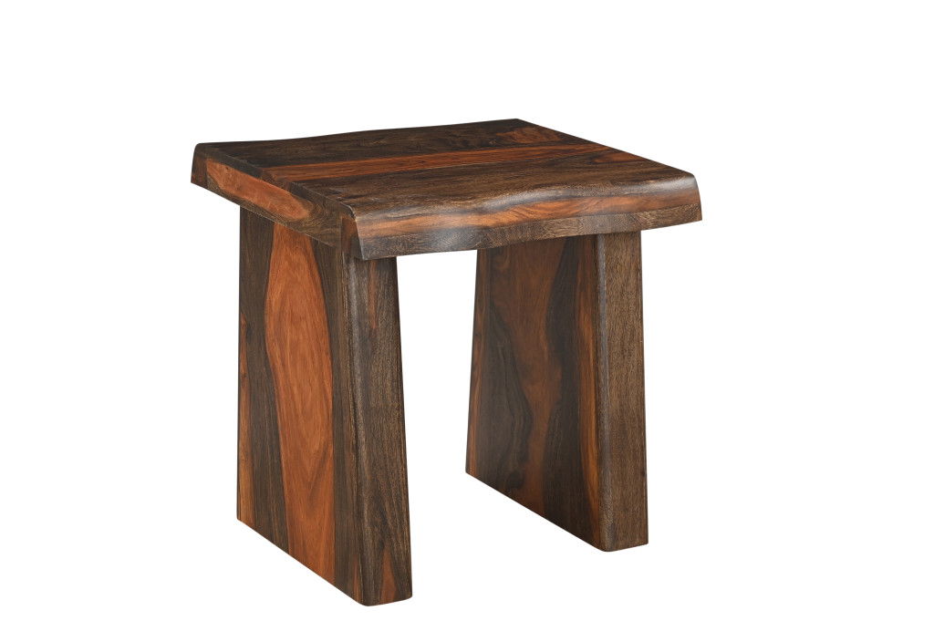 Wood Solid Wood Square End Table - Dark Brown And Brown