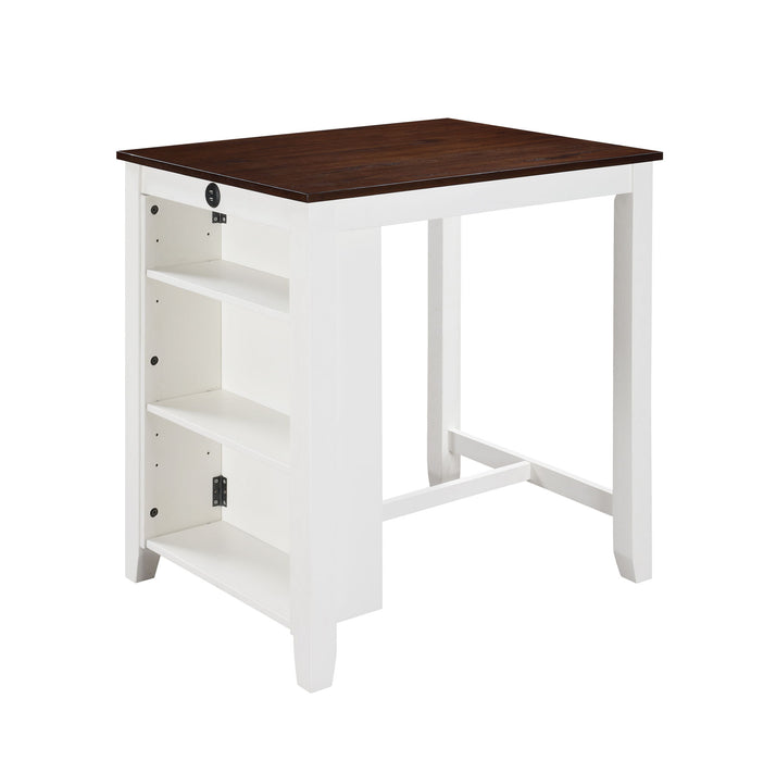 Giga Graham 3-piece small space counter height dining set with table, shelves, and two chairs in modern design